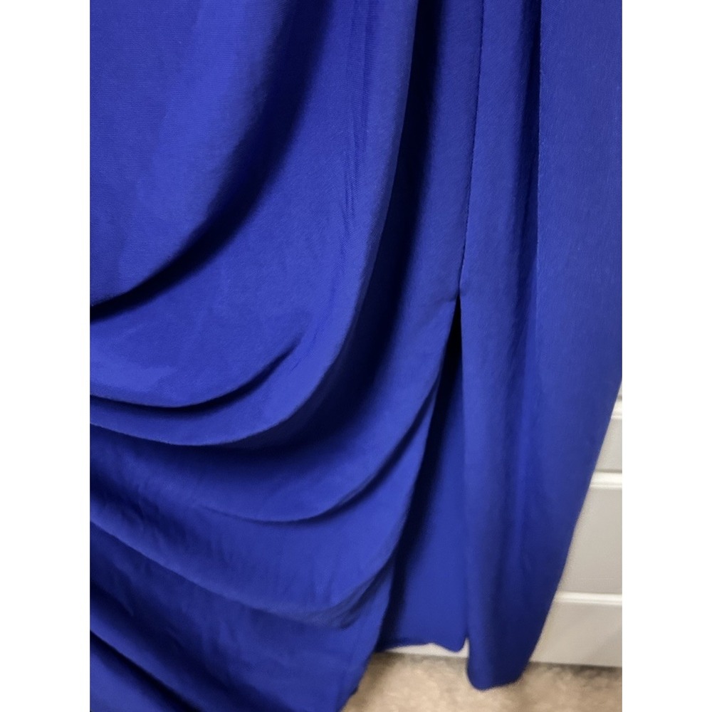 Lauren Ralph Lauren 14 Autumn Wedding Guest Dress Royal Blue Ruched Formal Gown - Picture 11 of 11